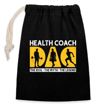 Health Coach Dad The Idol The Myth Fitness Coach - Closable cotton gift bag (14x20cm) - black - Front
