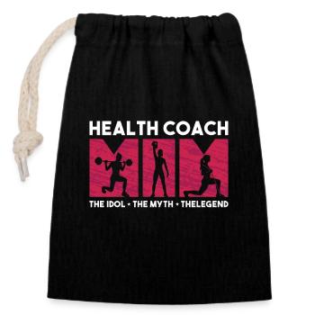 Health Coach Mom The Idol The Myth Workout Lover - Closable cotton gift bag (14x20cm) - black - Front