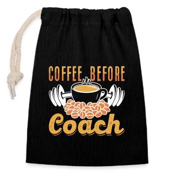 Health Coach Coffee Phys Ed Teacher Coffee Lover - Closable cotton gift bag (14x20cm) - black - Front