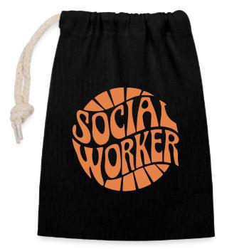 Sozialarbeiter – Retro Stil - Verschließbarer Geschenkbeutel aus Baumwolle (14x20cm) - Schwarz - Vorne