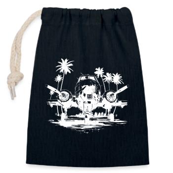 Airplane Drawing - Closable cotton gift bag (14x20cm) - navy - Front