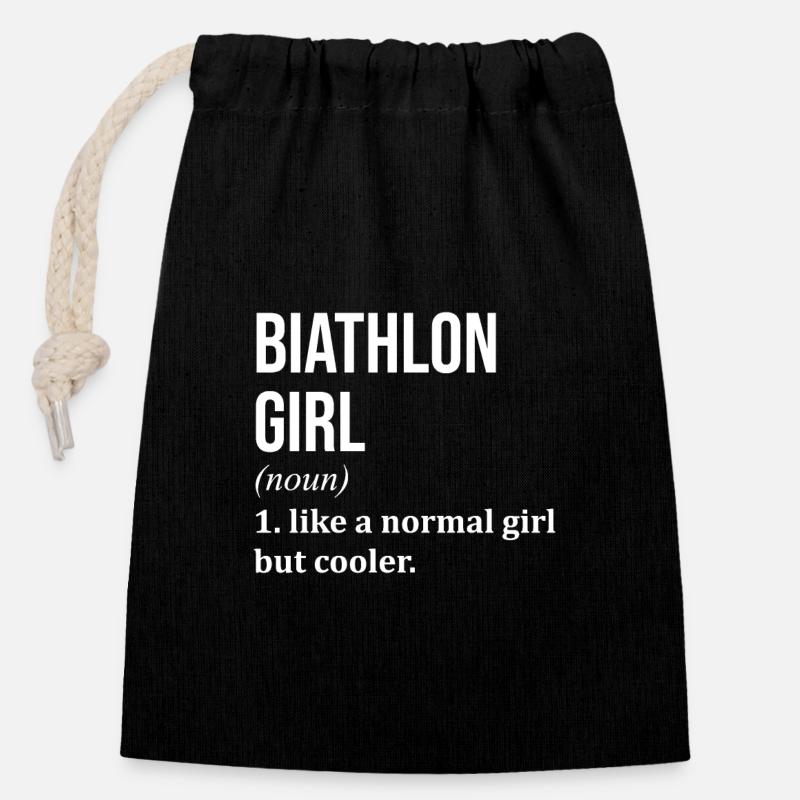 biathlon - Sac cadeau en coton avec cordon (14 x 20 cm) - noir