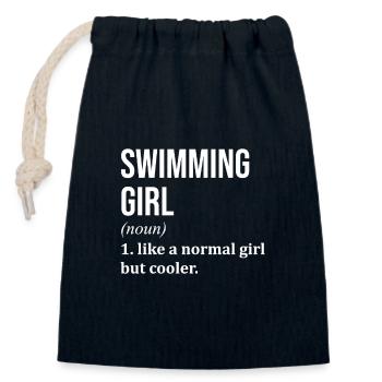 natation - Sac cadeau en coton avec cordon (14 x 20 cm) - bleu marine - Devant