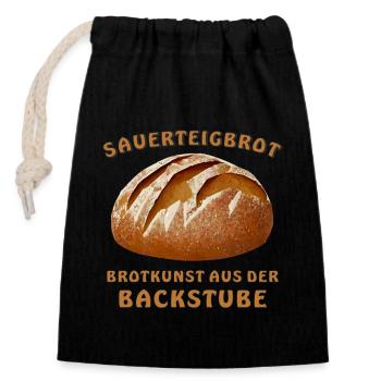 BROT SAUERTEIGBROT BROTKUNST - Verschließbarer Geschenkbeutel aus Baumwolle (14x20cm) - Schwarz - Vorne