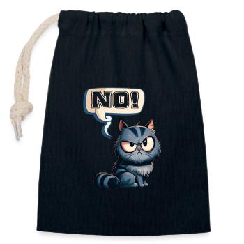 Grummelige Katze - No! lustiges Kätzchen - Verschließbarer Geschenkbeutel aus Baumwolle (14x20cm) - Navy - Vorne