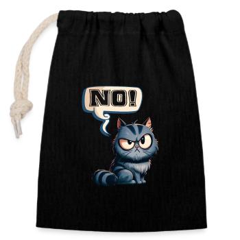 Chat - Non ! Drôle de chaton - Sac cadeau en coton avec cordon (14 x 20 cm) - noir - Devant