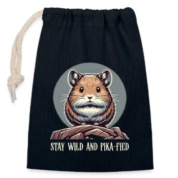 Design américain Pika Lover pour Pika - Sac cadeau en coton avec cordon (14 x 20 cm) - bleu marine - Devant