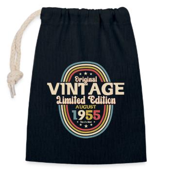 70e anniversaire Original août 1955 Né en 1955 - Sac cadeau en coton avec cordon (14 x 20 cm) - bleu marine - Devant
