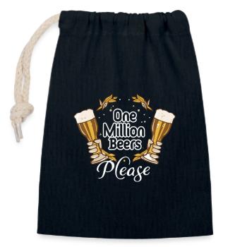 Eine Million Biere bitte - Biertrinker Humor - Verschließbarer Geschenkbeutel aus Baumwolle (14x20cm) - Navy - Vorne
