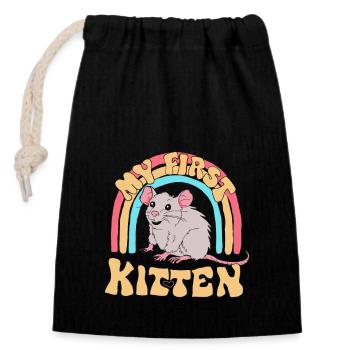 drôle de dicton slogan souris rat chaton - Sac cadeau en coton avec cordon (14 x 20 cm) - noir - Devant