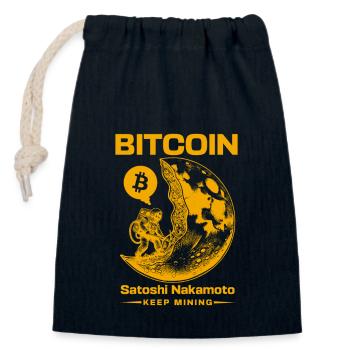 Bitcoin Cryptocurrency BTC Satoshi Nakamoto - Closable cotton gift bag (14x20cm) - navy - Front