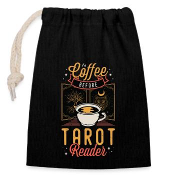 Tarot Reader Coffee Tarot Reading Coffee Lover - Verschließbarer Geschenkbeutel aus Baumwolle (14x20cm) - Schwarz - Vorne