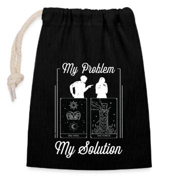 Tarot Reader My Problem My Solution Pictogram Mom - Closable cotton gift bag (14x20cm) - black - Front