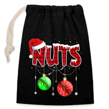 Chestnuts Matching Family Funny Chest Nuts - Verschließbarer Geschenkbeutel aus Baumwolle (14x20cm) - Schwarz - Vorne