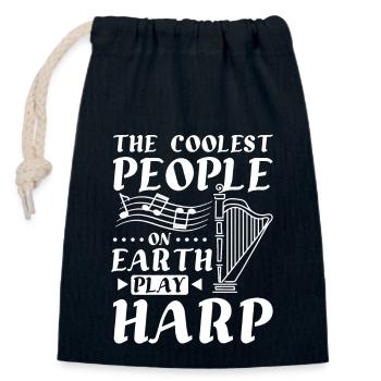The coolest people on earth play harp - Closable cotton gift bag (14x20cm) - navy - Front
