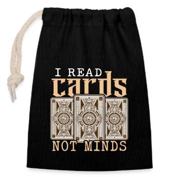 Lecteur de tarot Je lis des cartes pas des esprits Lecture de cartes - Sac cadeau en coton avec cordon (14 x 20 cm) - noir - Devant