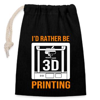 3D Printing - Closable cotton gift bag (14x20cm) - black - Front