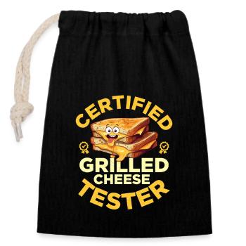 Certified Grill Cheese Tester Food Sandwich - Closable cotton gift bag (14x20cm) - black - Front