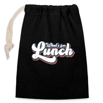 What's For Lunch? - Closable cotton gift bag (14x20cm) - black - Front