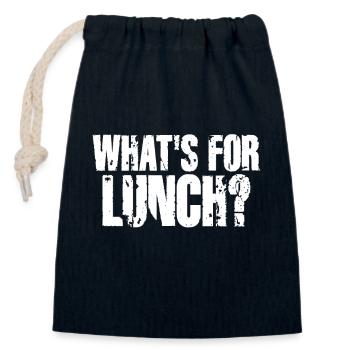 What's For Lunch? - Closable cotton gift bag (14x20cm) - navy - Front