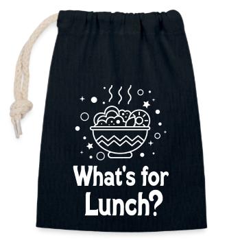 What's For Lunch? - Closable cotton gift bag (14x20cm) - navy - Front