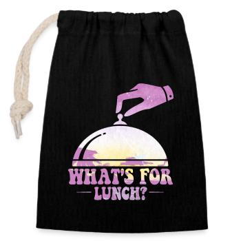 What's For Lunch? - Closable cotton gift bag (14x20cm) - black - Front