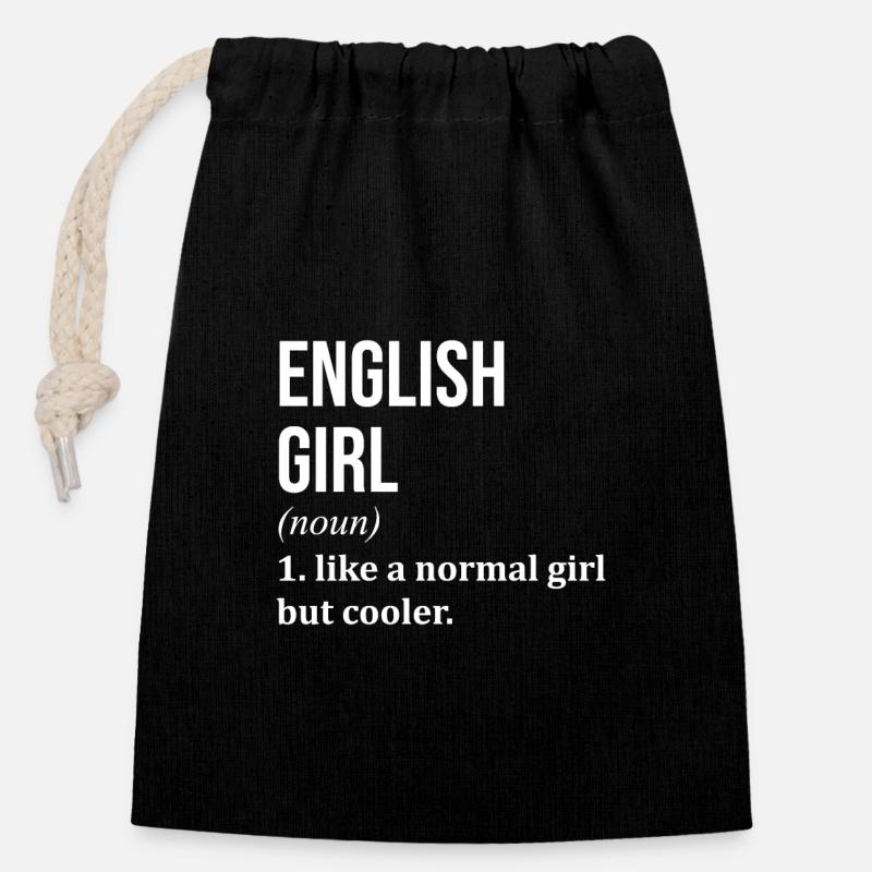 Angleterre - Sac cadeau en coton avec cordon (14 x 20 cm) - noir
