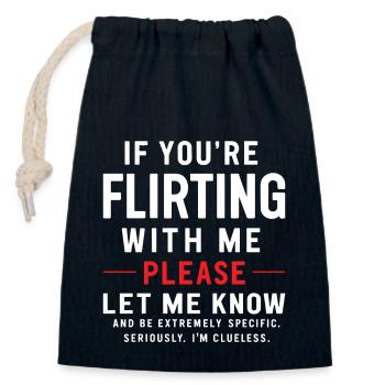 If you're flirting with me please let me know Love - Closable cotton gift bag (14x20cm) - navy - Front