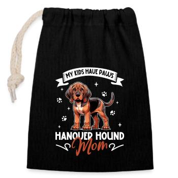 Hannoverscher Schweißhund Mama - Verschließbarer Geschenkbeutel aus Baumwolle (14x20cm) - Schwarz - Vorne