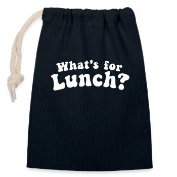 Was gibt es zum Mittagessen? - Verschließbarer Geschenkbeutel aus Baumwolle (14x20cm) - Navy - Vorne