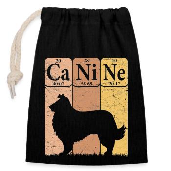 Rough Collie Periodic Table Elements Dog Lover - Verschließbarer Geschenkbeutel aus Baumwolle (14x20cm) - Schwarz - Vorne