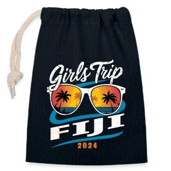 Girls Trip Fidschi 2024 - Verschließbarer Geschenkbeutel aus Baumwolle (14x20cm) - Navy - Vorne
