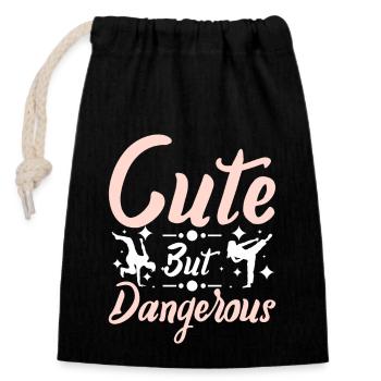 Capoeira fille mignonne mais dangereuse - Sac cadeau en coton avec cordon (14 x 20 cm) - noir - Devant