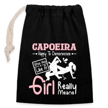 La capoeira a frappé comme une fille - Sac cadeau en coton avec cordon (14 x 20 cm) - noir - Devant