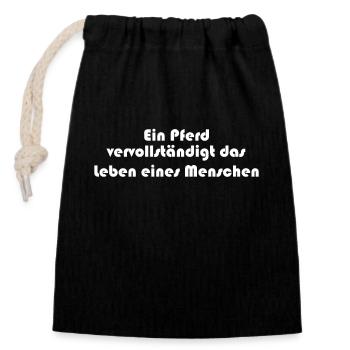 Riding - A horse completes life - Closable cotton gift bag (14x20cm) - black - Front