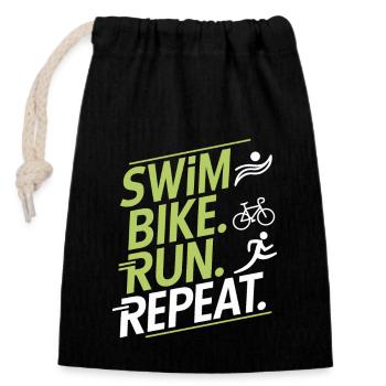 Triathlon Natation Vélo Course Triathlète Sports Cadeau - Sac cadeau en coton avec cordon (14 x 20 cm) - noir - Devant