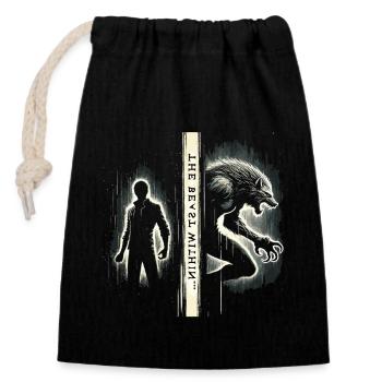 Beast in the Dark Shirt - Closable cotton gift bag (14x20cm) - black - Front