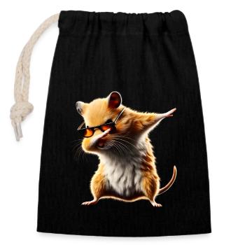 Drôle Dabbing Hamster Rongeur Amoureux des animaux - Sac cadeau en coton avec cordon (14 x 20 cm) - noir - Devant