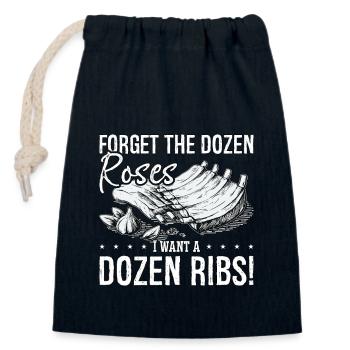 Ribs Barbecue Forget The Dozen Roses Smoked Ribs - Closable cotton gift bag (14x20cm) - navy - Front