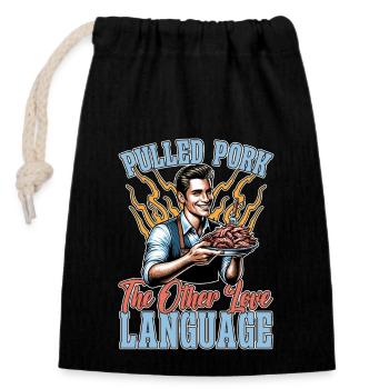 Pulled Pork The Other Love Language Barbecue Lover - Closable cotton gift bag (14x20cm) - black - Front