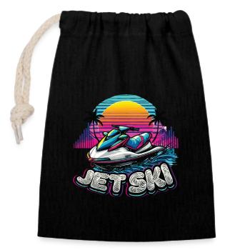 Jet Ski Adventure Retro Summer - Closable cotton gift bag (14x20cm) - black - Front