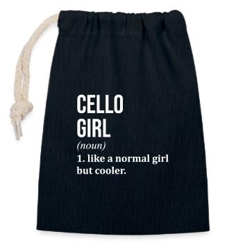 violoncelle - Sac cadeau en coton avec cordon (14 x 20 cm) - bleu marine - Devant