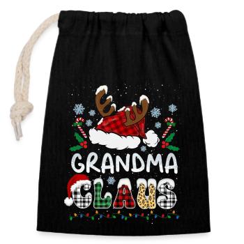 Grandma Claus Xmas Santa Hat Christmas - Verschließbarer Geschenkbeutel aus Baumwolle (14x20cm) - Schwarz - Vorne