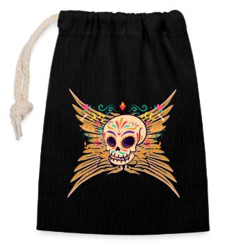 Funky Skull Colorful Mix - Closable cotton gift bag (14x20cm) - black - Front
