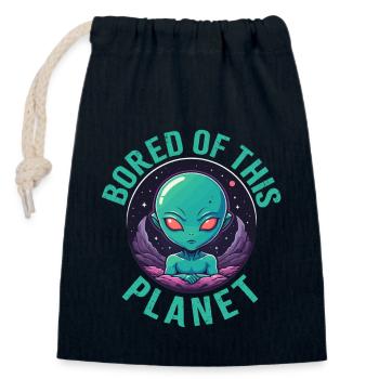 Bored of this planet. - Closable cotton gift bag (14x20cm) - navy - Front