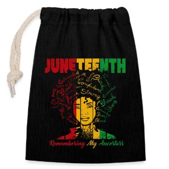 Juneteenth 1865 : Se souvenir de mes ancêtres - Sac cadeau en coton avec cordon (14 x 20 cm) - noir - Devant