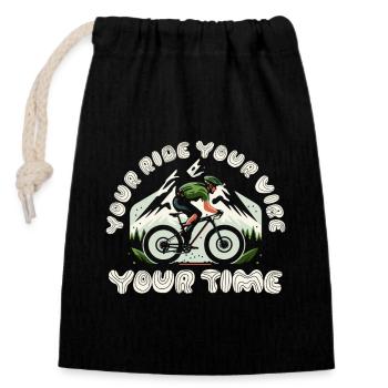 Your Ride Your Vibe Your Time - Closable cotton gift bag (14x20cm) - black - Front