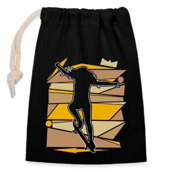 Skater Skateboard - Closable cotton gift bag (14x20cm) - black - Front