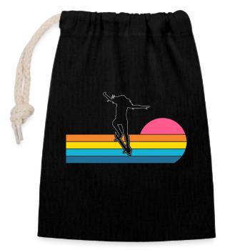 Skater Skateboard - Closable cotton gift bag (14x20cm) - black - Front