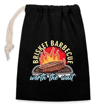 Brisket Barbecue Worth The Wait Grilled Meat Lover - Closable cotton gift bag (14x20cm) - black - Front